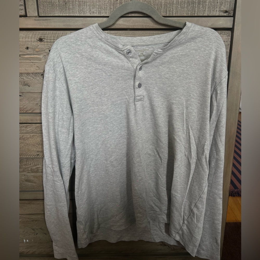 Saks Fifth Avenue Mens Gray Henley